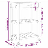 Kitchen Trolley MONZA 60x40x88.5 cm Solid Wood Pine 376091