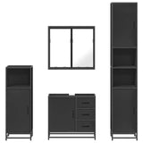 ZNTS 4 Piece Bathroom Furniture Set Black Engineered Wood 3301195