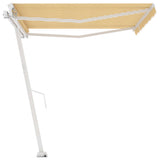 Freestanding Manual Retractable Awning 450x300 cm Yellow/White 3069558