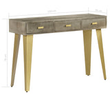Console Table Solid Mango Wood Grey with Brass 110x35x76 cm 246682