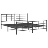 Metal Bed Frame without Mattress with Footboard Black 180x200cm 355583