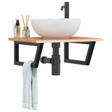 Basin Shelf Wall Mounted Steel and Solid Wood Oak 3302607