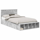 Bed Frame with Shelf Concrete Grey 120 x 190 cm Engineered Wood 3408385