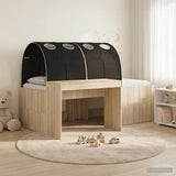 Bed Frame with Tunnel with Shelf 3 pcs Sonoma Oak and Black 3423652