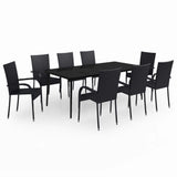Garden Dining Set Black PE rattan Large Durable 3099400