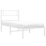 Metal Bed Frame without Mattress with Headboard White 100x200cm 372321