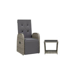 2 Piece Garden Dining Set with Cushions Grey Poly Rattan 3277628