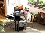 168cm Reversible L Shaped Desk, Industrial Corner Computer Desk with Adjustable Shelf and Storage T3398P343620