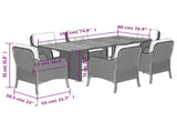 7 Piece Garden Dining Set with Cushions Grey Poly Rattan 3211904