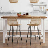 Bar Stool 2 pcs Natural 44 x 55 x 109 cm Rattan and Steel 42033210