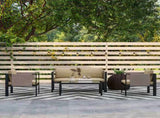 4 Piece Metal Garden Furniture Set with Tempered Glass Coffee Table, Texteline Pocket, Outdoor Set T3398P327922