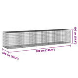 Gabion Basket with Cover 500x100x100 cm Galvanised Iron 3295198
