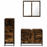 3 Piece Bathroom Furniture Set Smoked Oak Engineered Wood 3301022
