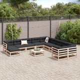 12 Piece Garden Sofa Set Solid Wood Pine 3299651