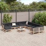 ZNTS 12 Piece Garden Sofa Set Solid Wood Pine 3299651