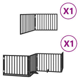 Dog Gate with Door Foldable 6 Panels Black 480 cm Poplar Wood 3155569
