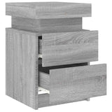 Bedside Cabinet with LED Lights Grey Sonoma 35x39x55 cm 836759