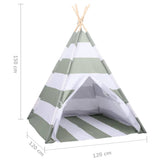 Children Tent Grey and White 120 x 120 x 150 cm Solid pine wood 80273