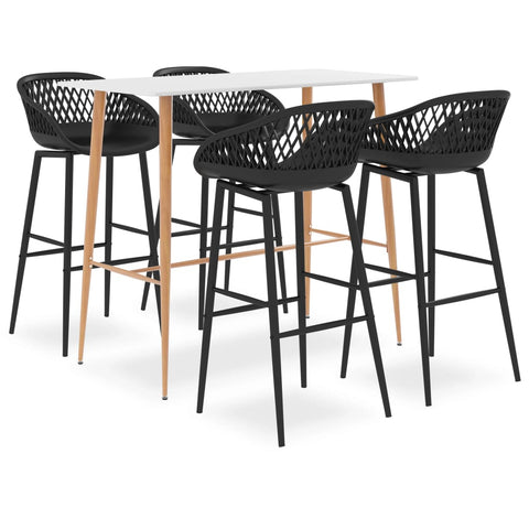 ZNTS 5 Piece Bar Set White and Black 3057431