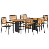 Garden Dining Set 7 pcs Black Poly Rattan 3365450