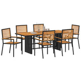 Garden Dining Set 7 pcs Black and Brown Poly Rattan 3365450