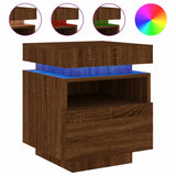 Bedside Cabinets with LED Lights 2 pcs Brown Oak 40x39x48.5 cm 836797