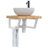 Basin Shelf Wall Mounted Steel and Solid Wood Oak 3302410