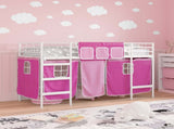 Kids'Loft Bed Frame with Curtains White and Pink 100 x 190 cm 42020826