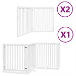 Dog Gate with Door Foldable 8 Panels White 640 cm Poplar Wood 3155678