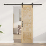 Sliding Door Natural and Black 61 x 198.5 cm Solid Pine Wood 3445404
