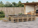 15 Piece Garden Dining Set with Cushions Mix Beige Poly Rattan 3211716