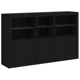 Sideboard Black Engineered wood, Glass Large Sideboard 3209143