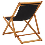 ZNTS Folding Beach Chair Eucalyptus Wood and Fabric Black 310316