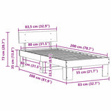 Bed Frame with Headboard Natural 80 x 200 cm Solid Pine Wood 872587