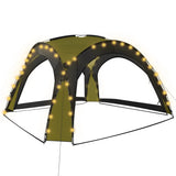 Party Tent with LED and 4 Sidewalls 3.6x3.6x2.3 m Green 92237