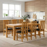 Dining Set 7 pcs Black Solid Oak Wood 3430391