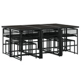 11 Piece Garden Dining Set Black Poly Rattan 3295054