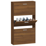 Shoe Cabinet Brown Oak 59x17x108 cm Engineered Wood 342533