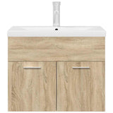 Bathroom Sink Cabinet with Built-in Basin and Faucet Sonoma Oak 3325014