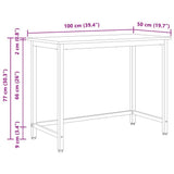 Table White 100 x 50 x 77 cm Engineered Wood and Steel 873793