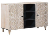 Sideboard with Shelf White 90 x 33.5 x 75 cm Solid Mango Wood 4018396