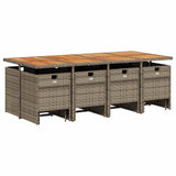 13 Piece Garden Dining Set with Cushions Grey Poly Rattan 3210626