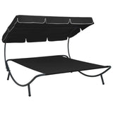 Outdoor Lounge Bed with Canopy Black 313525