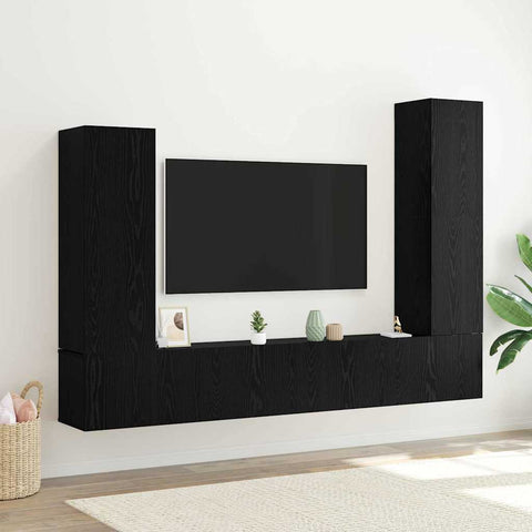 TV Cabinet Set Wall-mounted 4 pcs Black oak 30.5 x 30 x 110 cm 3332587