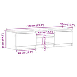 TV Cabinet Concrete Grey 140x40x35.5 cm Engineered Wood 800652