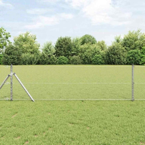 Fence with Posts Silver 0.6 x 10 m PVC-coated steel 3352911
