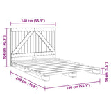 Bed Frame without Mattress with Headboard 140x200 cm Solid Wood 3281552