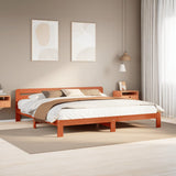 Bed Frame without Mattress Wax Brown 180x200 cm Super King Solid Wood Pine 855560
