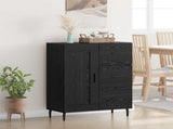 Sideboard Black Oak 69.5 x 34 x 90 cm Engineered Wood and Iron 881638
