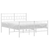 Metal Bed Frame without Mattress with Footboard White 160x200cm 355729